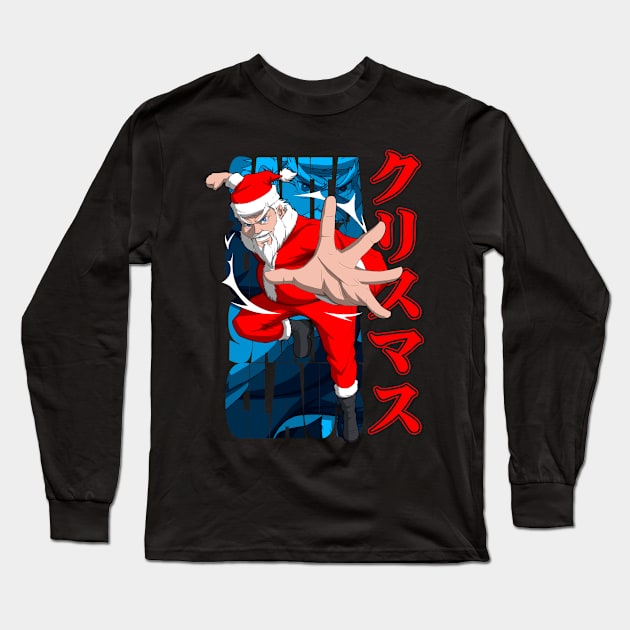 Cool Anime Santa Claus Christmas Eve Holiday Funny Long Sleeve T-Shirt by Canache Shop